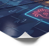 Chef Shiba's Neon Takoyaki Stand Perfect Poster (Hoek)