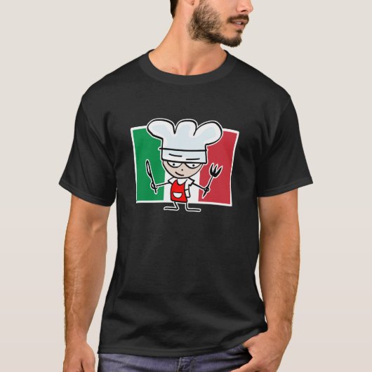 Chef-shirt met italiaanse vlag en coole cartoon t-shirt (Voorkant)