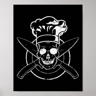 Chef Shirt Schedel Hoed voor Chef Koken Bbq Grill Poster