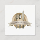 Chef  Silverware Logo Event Catering Vierkante Visitekaartje (Voorkant)