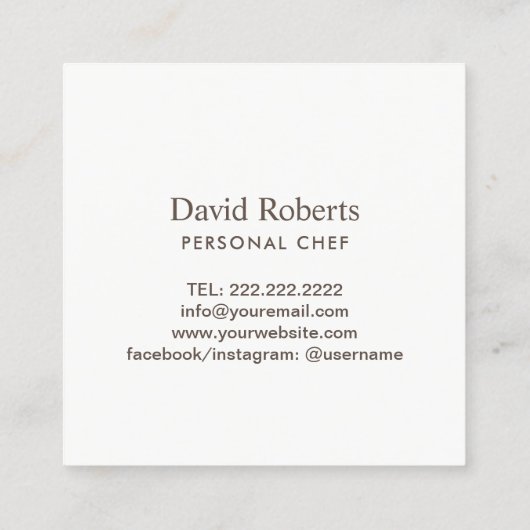 Chef Silverware Logo Event Catering Vierkante Visitekaartje (Achterkant)