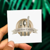 Chef Silverware Logo Event Catering Vierkante Visitekaartje