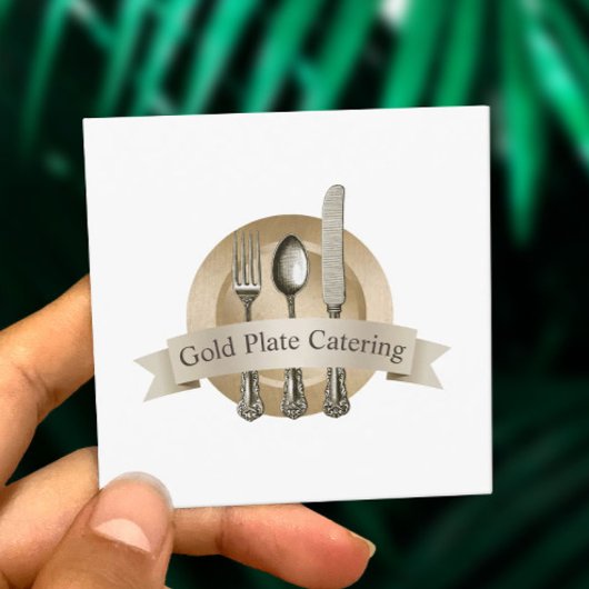 Chef  Silverware Logo Event Catering Vierkante Visitekaartje