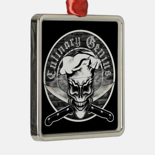 Chef Skull 1 Metalen Ornament (Rechts)