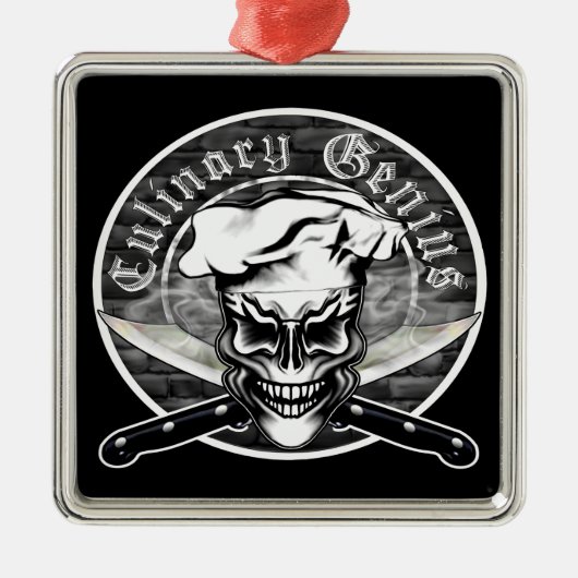 Chef Skull 1 Metalen Ornament (Voorkant)