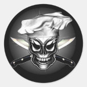 Chef Skull 1 Ronde Sticker (Voorkant)