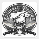 Chef Skull 1 Vierkante Sticker (Voorkant)