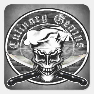 Chef Skull 1 Vierkante Sticker