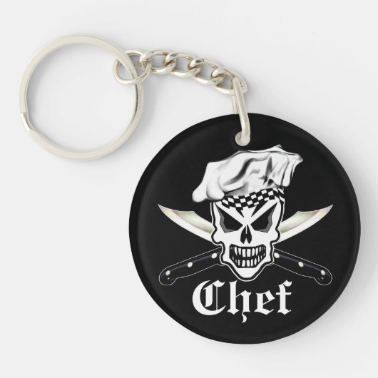 Chef Skull 2 en Geboste Chef Knives Sleutelhanger (Voorkant)