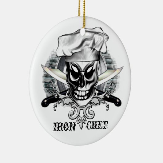 Chef Skull 4: Iron Chef Keramisch Ornament (Rechts)