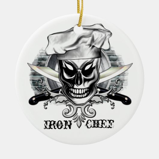 Chef Skull 4: Iron Chef Keramisch Ornament (Voorkant)