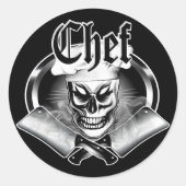 Chef Skull 4 Ronde Sticker (Voorkant)