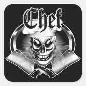Chef Skull 4 Vierkante Sticker (Voorkant)