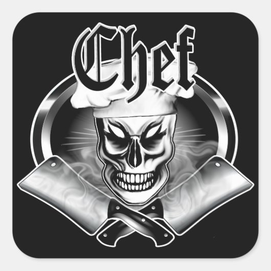 Chef Skull 4 Vierkante Sticker (Voorkant)