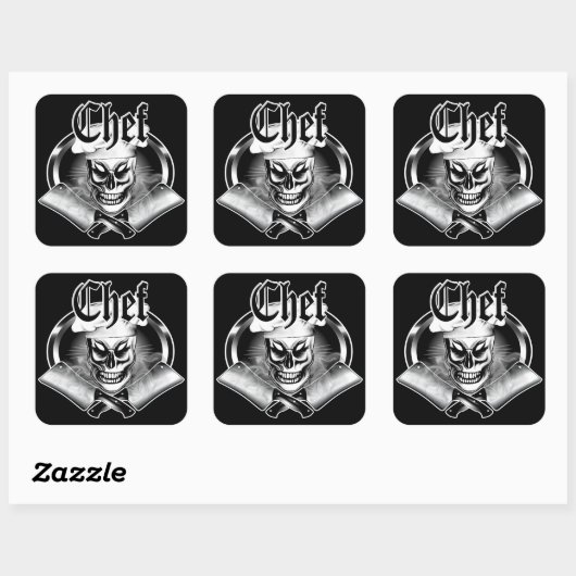 Chef Skull 4 Vierkante Sticker (Vel)