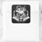 Chef Skull 4 Vierkante Sticker (Tas)
