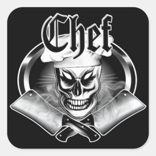 Chef Skull 4 Vierkante Sticker