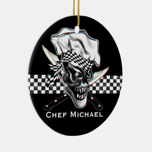 Chef Skull 5 Keramisch Ornament (Rechts)