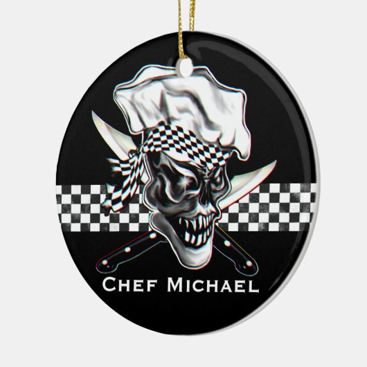 Chef Skull 5 Keramisch Ornament (Links)