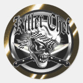 Chef Skull 5 Ronde Sticker (Voorkant)