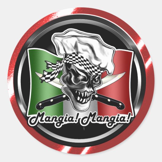 Chef Skull 5 Ronde Sticker (Voorkant)