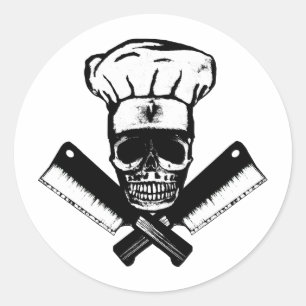 Chef Skull (B&W) Ronde Sticker