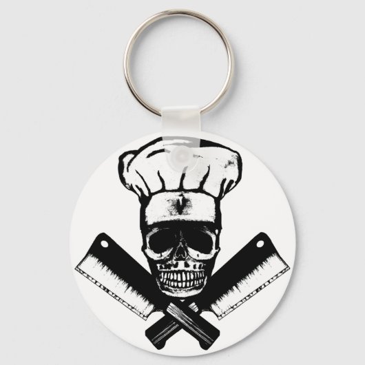 Chef Skull (B&W) Sleutelhanger (Voorkant)