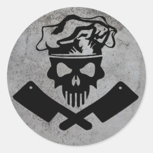 Chef Skull en Cleavers Ronde Sticker