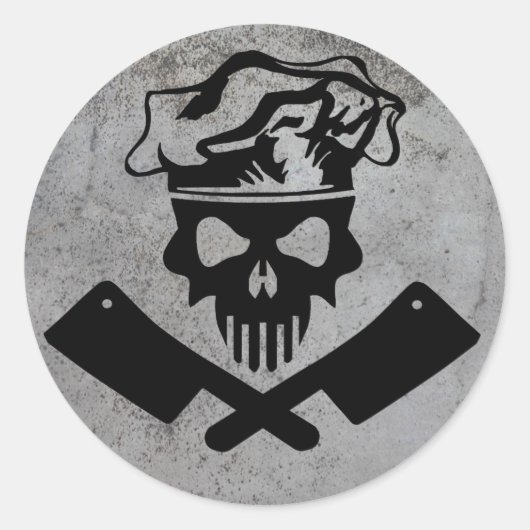 Chef Skull en Cleavers Ronde Sticker (Voorkant)