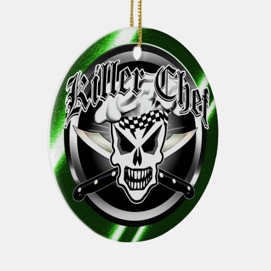 Chef Skull en Crossed Chef Knives 2 Keramisch Ornament (Rechts)