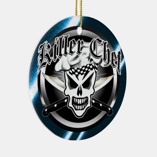 Chef Skull en Crossed Chef Knives 2 Keramisch Ornament (Rechts)