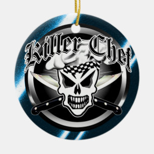 Chef Skull en Crossed Chef Knives 2 Keramisch Ornament