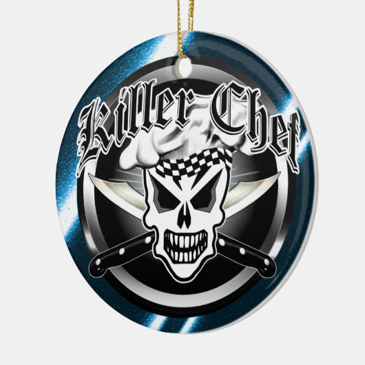 Chef Skull en Crossed Chef Knives 2 Keramisch Ornament (Links)