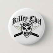 Chef Skull en Crossed Chef Knives 2 Ronde Button 5,7 Cm (Voorkant)