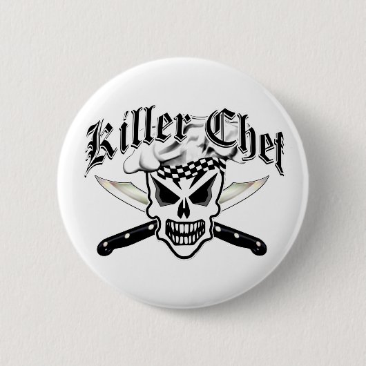Chef Skull en Crossed Chef Knives 2 Ronde Button 5,7 Cm (Voorkant)