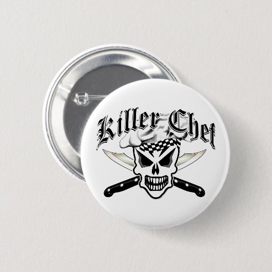 Chef Skull en Crossed Chef Knives 2 Ronde Button 5,7 Cm (Voorkant /achterkant)