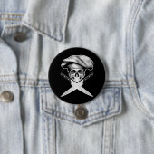 Chef Skull op Messen Ronde Button 7,6 Cm (In situ)