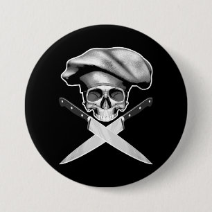 Chef Skull op Messen Ronde Button 7,6 Cm