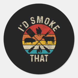 Chef Slager Bbq Die Ik Zou Roken Grappige Vaderdag Ronde Sticker