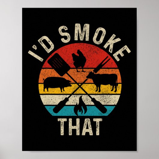 Chef Slager Bbq Ik Zou Dat Grappig Vadersdag Roken Poster (Voorkant)