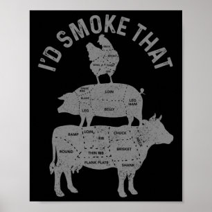 Chef Slager Bbq Ik Zou Dat Varkensvlees Roken Funn Poster