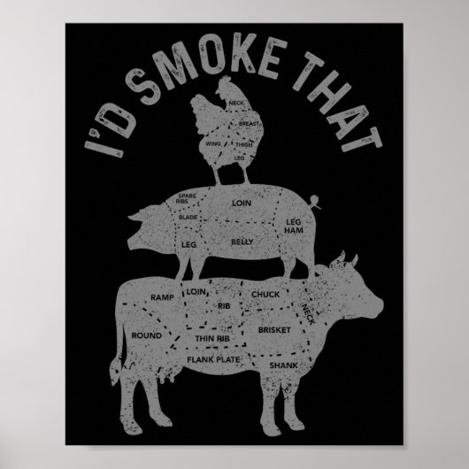 Chef Slager Bbq Ik Zou Dat Varkensvlees Roken Funn Poster (Voorkant)