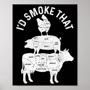 Chef Slager Bbq Ik Zou Dat Varkensvlees Roken Funn Poster