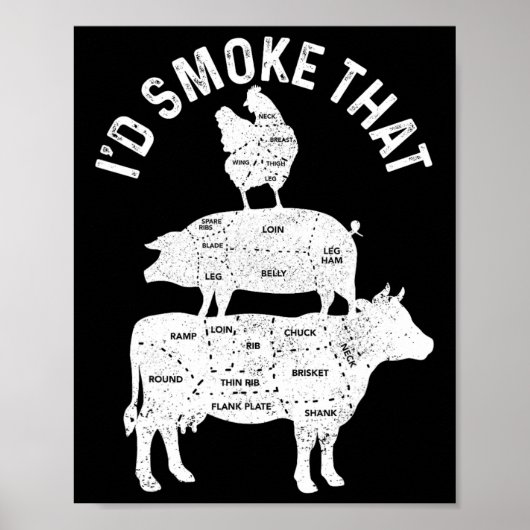 Chef Slager Bbq Ik Zou Dat Varkensvlees Roken Funn Poster (Voorkant)