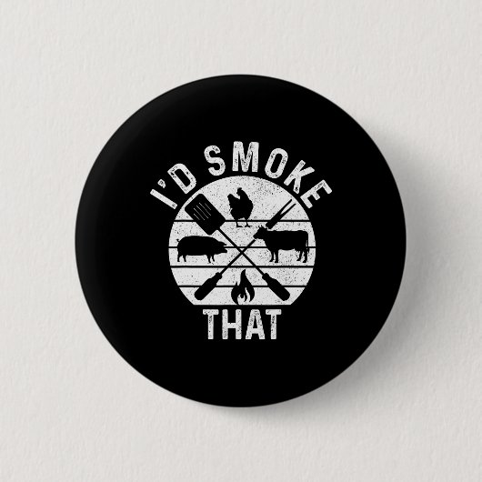 Chef Slager Bbq Ik Zou Dat Varkensvlees Roken Grap Ronde Button 5,7 Cm (Voorkant)