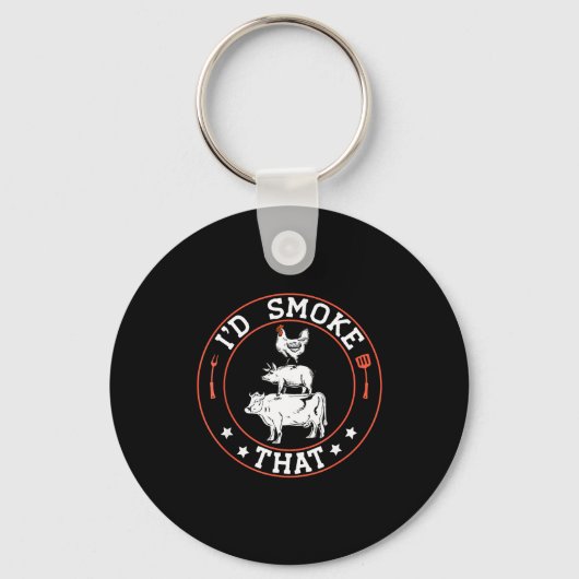 Chef slager bbq-roker rook die barbecue sleutelhanger (Voorkant)