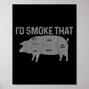 Chef-slager BBQ rookt dat varkensvarken grappig ge Poster