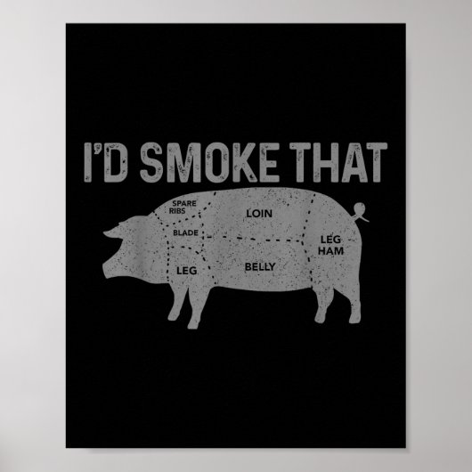 Chef-slager BBQ rookt dat varkensvarken grappig ge Poster (Voorkant)