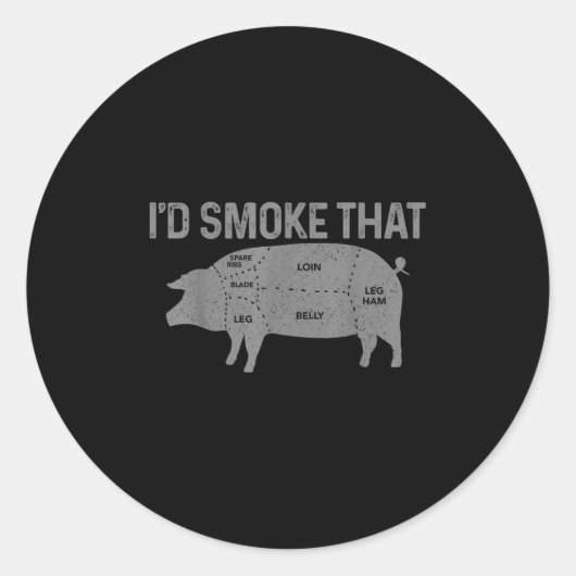 Chef-slager BBQ rookt dat varkensvarken grappig ge Ronde Sticker (Voorkant)