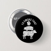 Chef-slager BBQ rookt dat varkensvlees grappig vet Ronde Button 5,7 Cm (Voorkant /achterkant)